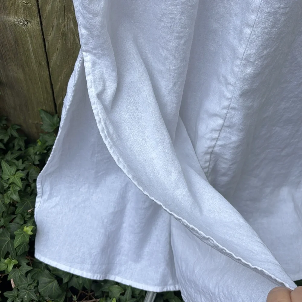DKNY Summer White Linen Maxi Dress V Neck Women’s Size XS Small - Picture 5 of 8